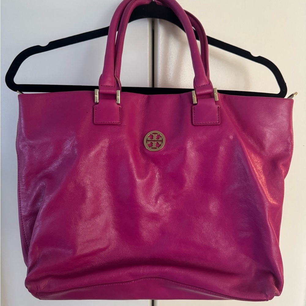 Tory Burch Fuchsia Leather Tote
